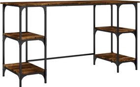 vidaXL füstös tölgy színű fém és szerelt fa íróasztal 140 x 50 x 75 cm