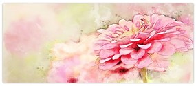 Kép - rózsaszín virág, akvarell (120x50 cm)