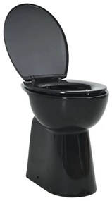 Fekete kerámia perem nélküli magas WC finoman záródó fedéllel
