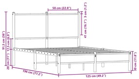 barna tölgy színű fém ágykeret matrac nélkül 120 x 190 cm