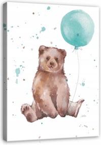 Vászonkép falikép fehér barna maci lufival 75 x 100