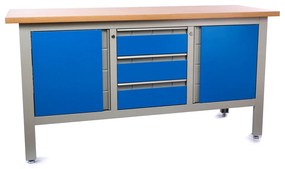 Műhelyasztal fiókokkal, 169 × 60 × 86,5 cm, kék - ral 5012