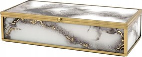 Üveg Ékszerdoboz Apróságoknak 29x13cm Fehér Arany