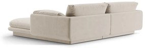 Fehér bársony sarokkanapé (bal oldali-heverő résszel) Torino – Micadoni