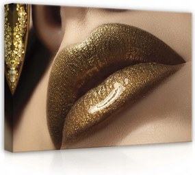 Vászonkép 70x50 Arany ajkak csillogás glamour luxus érzékiség szépség művészet stílus