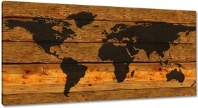 Festmények 115x55 Világtérkép deszkákon