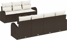 vidaXL Kerti Kanapé Szett Barna 55 x 55 x 37 cm polirattan