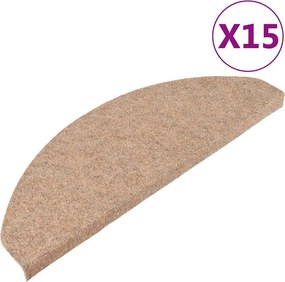 vidaXL 15 db bézs öntapadó lépcsőszőnyeg 65x22,5x3,5 cm