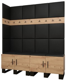 Előszobabútor Amanda 12 (artisan tölgy + fekete öko-bőr). 1085964