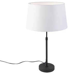 Asztali lámpa fekete, vászon árnyalatú fehér 35 cm állítható - Parte