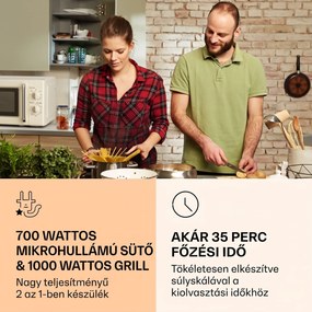 Klarstein Caroline, mikrohullámú sütő, 20 l, 700/1000 W, Ø 25.5 cm, QuickSelect, retró, krémszínű