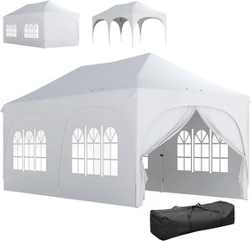 Outsunny 3 x 6 m vízálló pop-up pavilon — állítható magasság, csúcsos tető, vízelvezető szellőzők, levehető oldalfalak, UPF30+ — fehér | Aosom