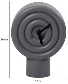 Kerámia asztali óra, 16 cm, 1xAA, szürke