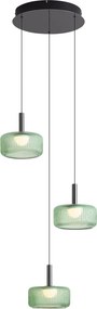 Design függőlámpa antracit zöld üveggel, LED-del, 3 fokozatban szabályozható, 3 fényforrású Easylift - Fiera