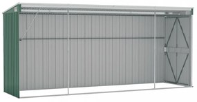 zöld acél falhoz erősíthető kerti fészer 118 x 382 x 178 cm