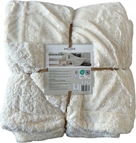 Nagy kétoldalas meleg sherpa takaró Smukee 150x200 krémszínű