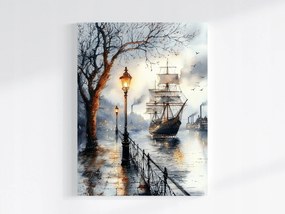 Vászonkép Canvas Város Kikötő Csatorna Sétány Hajó Vitorlás 60x80