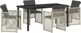 vidaXL Kert étkező szett 5 pcs Világosszürke polirattan