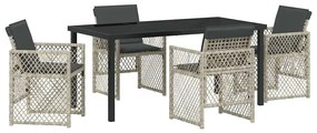 vidaXL Kert étkező szett 5 pcs Világosszürke polirattan