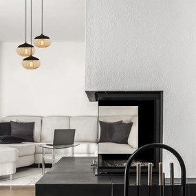 Okkersárga-fekete függőlámpa üveg búrával ø 50 cm Camini – Opviq lights