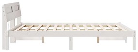 Ágykeret LED -es lámpákkal Fehér 160 x 200 cm Tömör fenyőfa