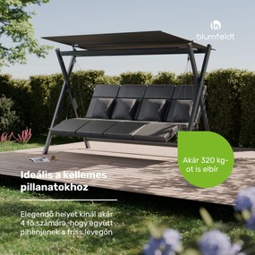 Blumfeldt FlexiSwing, hollywoodi hinta, 4 üléses, állítható háttámla, napellenző, időjárásálló