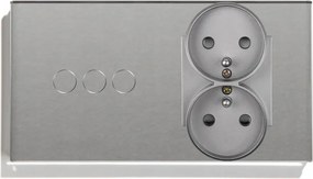 Érintőkapcsoló 3K Hármas Aljzat Dupla Üveg Kapcsoló