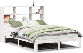vidaXL fehér tömör fenyőfa könyvespolcos ágy matrac nélkül 120x190 cm