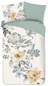 Zöld-krémszínű egyszemélyes-hosszabbított pamut ágyneműhuzat 140x220 cm Celina – Good Morning