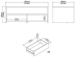Fehér-natúr színű dohányzóasztal 60x120 cm Next – Tvilum