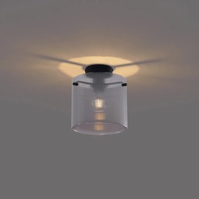 Art Deco mennyezeti lámpa fekete füstüveggel - Laura