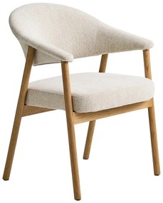 Krémszínű tölgyfa karfás étkezőfotel szett 2 db-os Elk – Unique Furniture