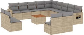 vidaXL 14 részes bézs polyrattan kerti ülőgarnitúra párnával