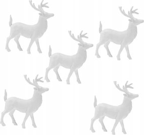 Rénszarvas figura karácsonyi dekoráció fehér 12x15cm 5db-os szett