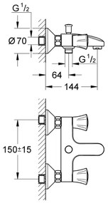 GROHE 25450001 - COSTA L kádcsaptelep DN 15, fényes króm