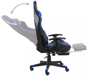 kék PVC forgó gamer szék lábtartóval