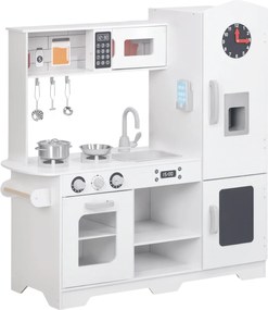 AIYAPLAY Játék Konyha Gyerekeknek 3 Éves Kortól - Fa Gyermek Konyha Mini Konyha Tűzhellyel, Mosogatóval, Mikrohullámú Sütővel, Órával, Jégkészítővel é