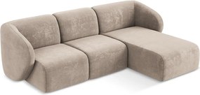Világosbarna zsenília sarokkanapé (jobb oldali-heverő résszel) Lani – Makamii