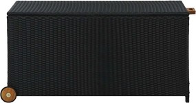 Fekete Polyrattan Kerti Tárolóláda 120 X 65 X 61 Cm