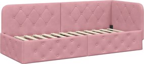 vidaXL Sarokágy keret fejtámlával Rózsaszín 80 x 200 cm Bársony