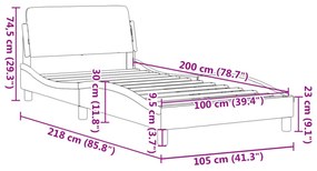 fehér és fekete műbőr ágykeret fejtámlával 100x200 cm