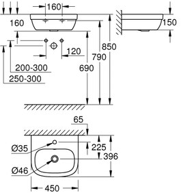 GROHE 39324000 - EURO CERAMIC mosdó 450 × 400 mm kerámia/fehér