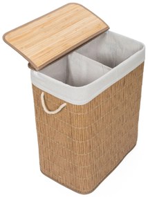 G21-es 105 literes szennyeskosár elválasztókkal, rattan utánzat, fehér betéttel