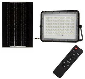 LED Kültéri napalemes reflektor LED/15W/3,2V IP65 6400K fekete + + távirányító