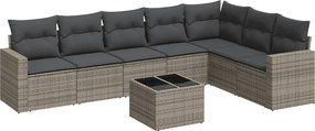 vidaXL 8 részes szürke polyrattan kerti ülőgarnitúra párnákkal