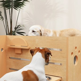 PawHut Emelt Kutyatáptartó 3 Állítható Magassággal, 2 Rozsdamentes Acél Tál, Lassú Etetés Mat, Különálló Tervezés, Kis, Közepes és Nagy Kutyák Számára