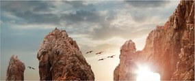 Kép - Naplemente a sziklák felett (120x50 cm)