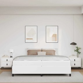 Ágykeret matraccal matracmal Fehér 200 x 200 cm Műbőr