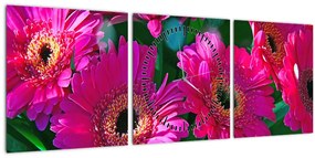 Kép - virágok (órával) (90x30 cm)