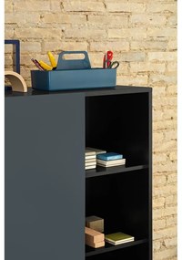 Fekete-antracitszürke magas komód tolóajtóval 120x140 cm Nube – Teulat